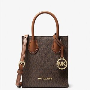 Michael Kors Mini Bag Brown and Tan with Monogram Pattern